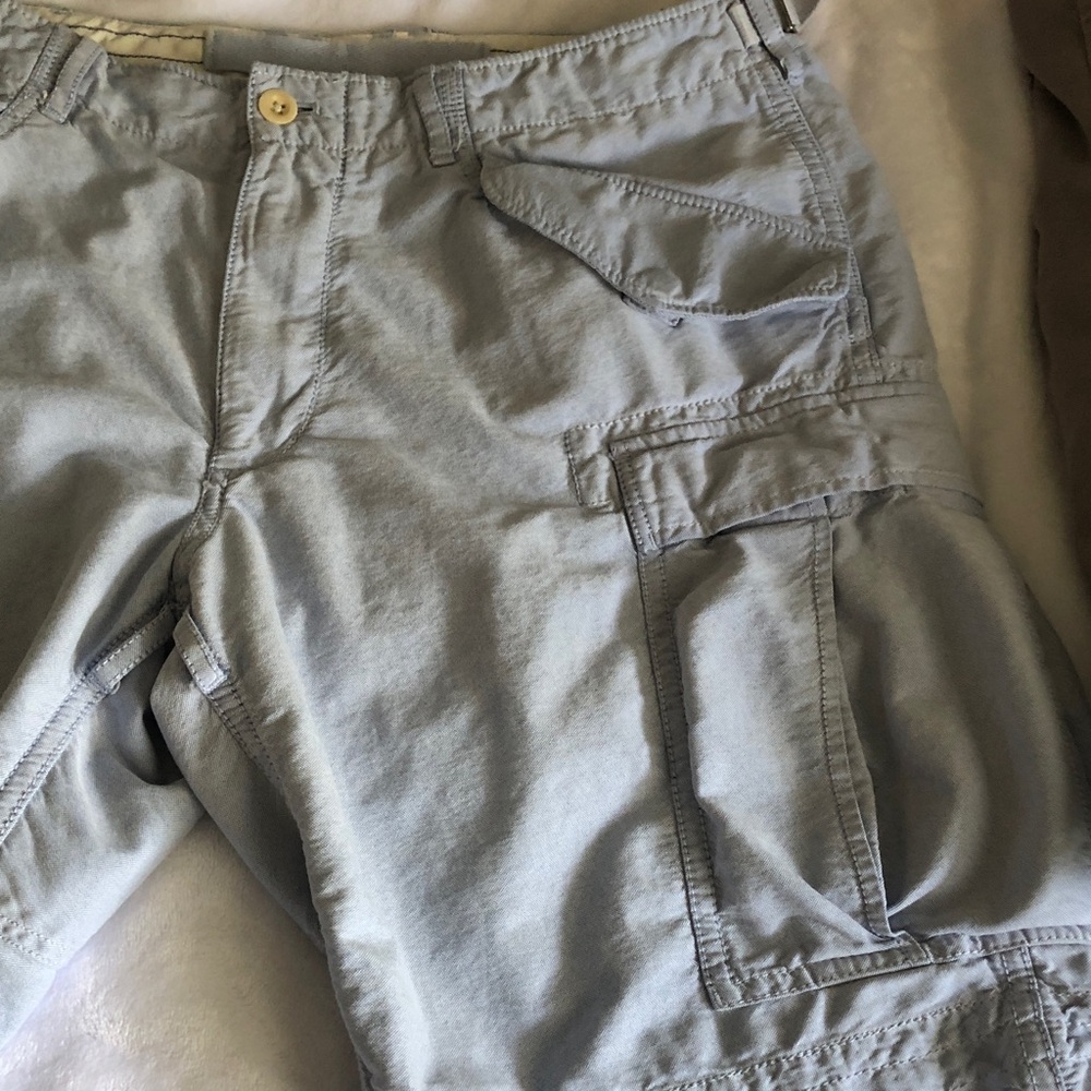 Ralph Lauren Polo Navy and White Label Cotton Cargo Shorts light blue size 36